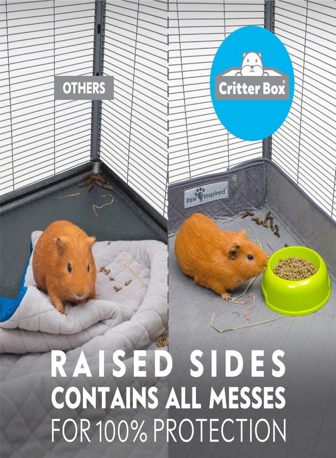 Paw Inspired Critter Box Washable Cage Liner, Reversible Fleece Bedding with Raised Sides for Ferrets, Guinea Pigs, Rats, Chinchillas, and Other Small Animals (Critter Nation/Ferret Nation, Gray/Blue) - Image 2